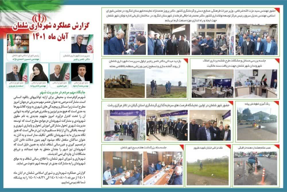 گزارش وعملکرد شهرداری شلمان درابان ۱۴۰۱